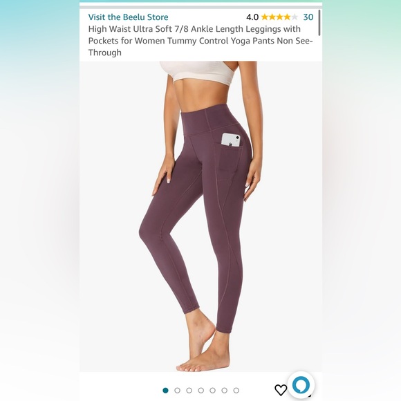 Beelu High Waist Ultra Soft 7/8 Ankle Length Leggings with Pockets - Picture 5 of 5